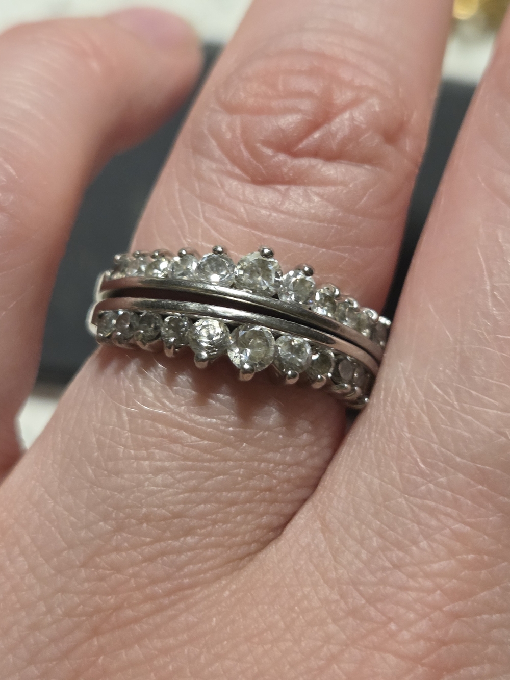 Sterling Silver Crystal Stackable Women's Ring - Clear